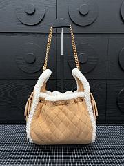 Chanel 25 Handbag Small Shearling Gold Metal Beige - 30x26x14cm - 6