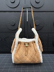 Chanel 25 Handbag Small Shearling Gold Metal Beige - 30x26x14cm - 5