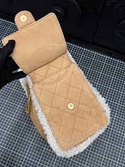 Chanel 25 Handbag Small Shearling Gold Metal Beige - 30x26x14cm - 4