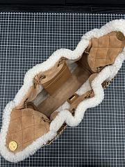 Chanel 25 Handbag Small Shearling Gold Metal Beige - 30x26x14cm - 3