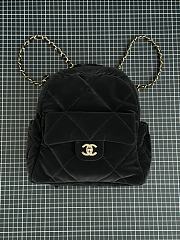 Chanel Backpack Velvet Effect Nylon Shiny Crumpled Calfskin & Gold Tone Metal Black - 22x22.5x8.5cm - 2