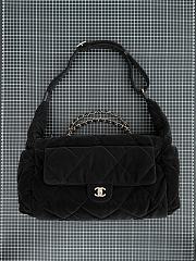 Chanel Maxi Bowling Bag Velvet Effect Nylon & Gold Tone Metal Black - 44x22x18cm - 1