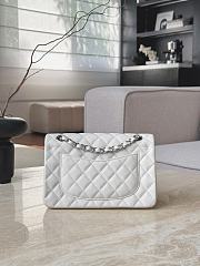 Chanel Classic White Caviar Silver Hardware Bag - 14.5x23x6cm - 5