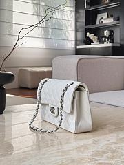 Chanel Classic White Caviar Silver Hardware Bag - 14.5x23x6cm - 4