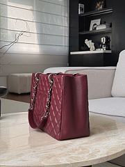 Chanel Quilted Caviar Leather Grand Shopper Tote Burgundy Silver Hardware - 33.5x24x12.5cm - 2