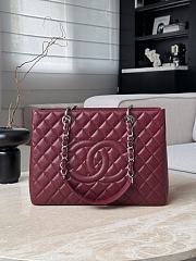 Chanel Quilted Caviar Leather Grand Shopper Tote Burgundy Silver Hardware - 33.5x24x12.5cm - 5