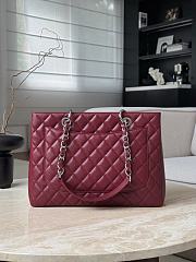 Chanel Quilted Caviar Leather Grand Shopper Tote Burgundy Silver Hardware - 33.5x24x12.5cm - 4
