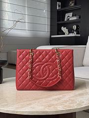 Chanel Quilted Caviar Leather Grand Shopper Tote Red Gold Hardware - 33.5x24x12.5cm - 1