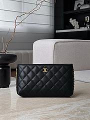 Chanel Pouch Grained Shiny Calfskin & Gold Tone Metal Black - 23x12x8cm - 4