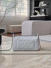Chanel Pouch Shiny Grained Calfskin Strass & Silver Tone Metal Gray - 23x12x8cm - 3