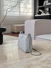 Chanel Pouch Shiny Grained Calfskin Strass & Silver Tone Metal Gray - 23x12x8cm - 2