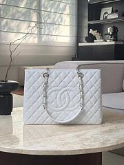 Chanel Quilted Caviar Leather Grand Shopper Tote White Silver Hardware - 33.5x24x12.5cm - 5