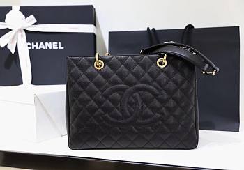 Chanel Quilted Caviar Leather Grand Shopper Tote Black Gold Hardware - 33.5x24x12.5cm