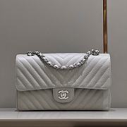 Chanel Chevron Caviar Gray Silver Hardware - 25cm - 1