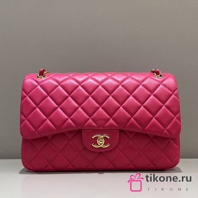 Chanel Jumbo Quilted Lambskin Hot Pink Gold Hardware - 30x19.5x10cm - 1