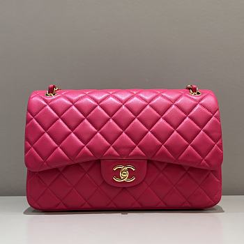 Chanel Jumbo Quilted Lambskin Hot Pink Gold Hardware - 30x19.5x10cm