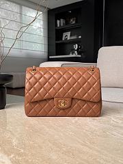 Chanel Jumbo Quilted Lambskin Brown Gold Hardware - 30x19.5x10cm - 1