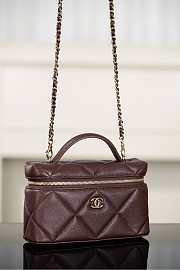 Chanel Vanity With Chain Grained Shiny Calfskin & Gold Tone Metal Dark Brown - 19.5x17x5cm - 3