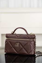 Chanel Vanity With Chain Grained Shiny Calfskin & Gold Tone Metal Dark Brown - 19.5x17x5cm - 4