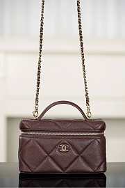 Chanel Vanity With Chain Grained Shiny Calfskin & Gold Tone Metal Dark Brown - 19.5x17x5cm - 5