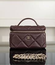 Chanel Vanity With Chain Grained Shiny Calfskin & Gold Tone Metal Dark Brown - 19.5x17x5cm - 1