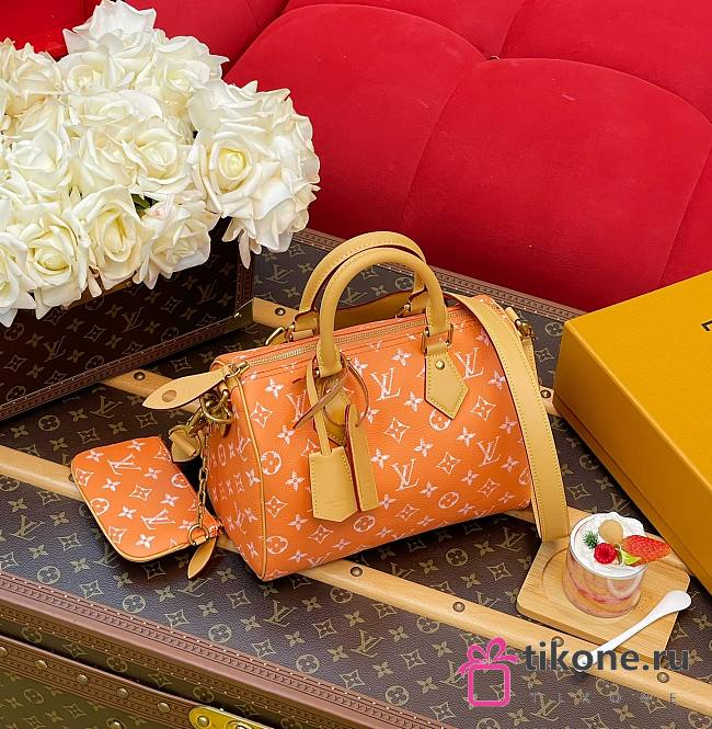 LV Speedy P9 Bandouliere 25 Autres Cuirs Monogram Summer Peach M13912 - 25x15x15cm - 1