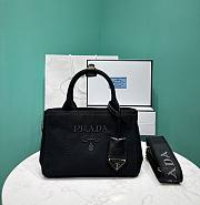 Prada Linen Blend Mini Handbag Black 1BA038 - 22x15x13cm - 1