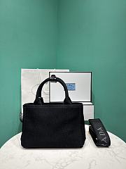 Prada Linen Blend Mini Handbag Black 1BA038 - 22x15x13cm - 5