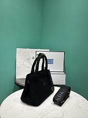 Prada Linen Blend Mini Handbag Black 1BA038 - 22x15x13cm - 4