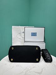 Prada Linen Blend Mini Handbag Black 1BA038 - 22x15x13cm - 2