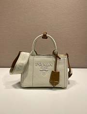 Prada Linen Blend Mini Handbag White 1BA038 - 22x15x13cm - 1
