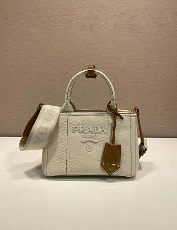 Prada Linen Blend Mini Handbag White 1BA038 - 22x15x13cm