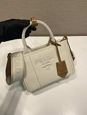 Prada Linen Blend Mini Handbag White 1BA038 - 22x15x13cm - 4