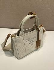 Prada Linen Blend Mini Handbag White 1BA038 - 22x15x13cm - 2