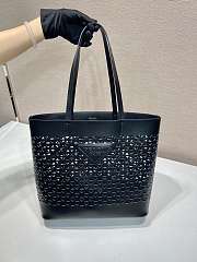 Prada Logo Perforated Leather Tote Bag Black 1BG503 - 32x29x13cm - 5