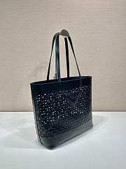 Prada Logo Perforated Leather Tote Bag Black 1BG503 - 32x29x13cm - 6