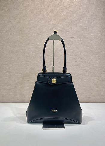 Prada Carey Medium Leather Tote Bag Black 1BG567 - 31x28x5cm