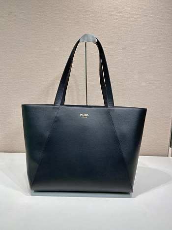 Prada Leather Tote Bag Black 2VG123 - 40x35.5x14cm