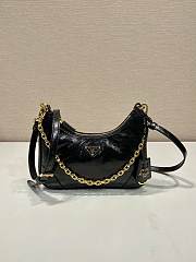 Prada Re-Edition Mini Brushed Leather Bag Black 1BC204 - 22x18x6cm - 1