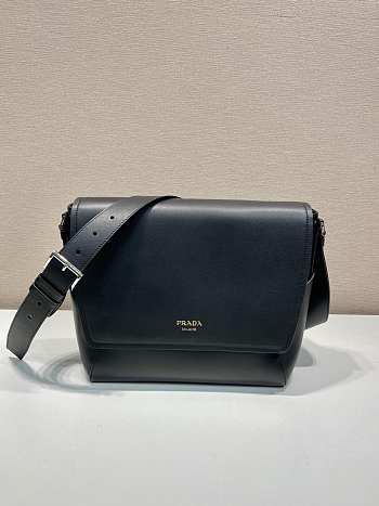 Prada Men's Large Leather Shoulder Bag Black 2VD068 - 30x27.5x15cm