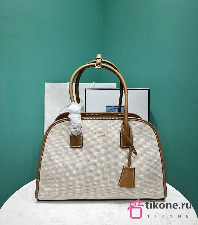 Prada Medium Linen Blend Tote Bag Neutrals 1BG572 - 35x22.5x18cm - 1