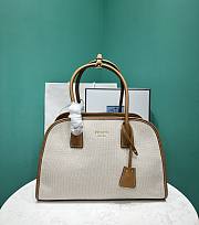 Prada Medium Linen Blend Tote Bag Neutrals 1BG572 - 35x22.5x18cm - 1