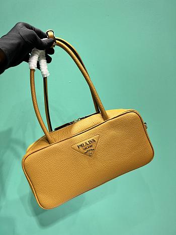Prada Medium Leather Top Handle Bag 1BB126 Yellow - 28x13x8cm