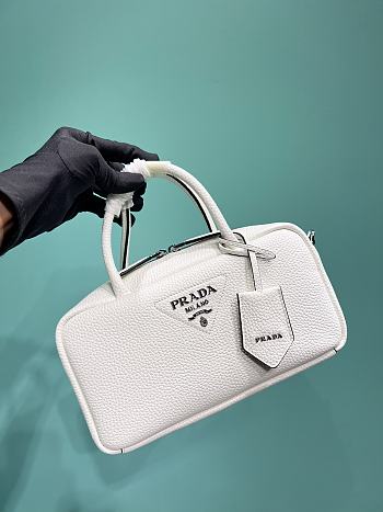 Prada Leather Top-handle Bag White 1BB102 - 24x12x8.5cm