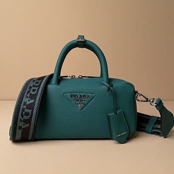 Prada Leather Top-handle Bag Green 1BB102 - 24x12x8.5cm