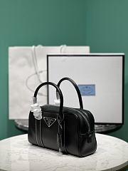 Prada Saffiano Leather Boston Bag Black with Contrast Stitching Black - 24x15x5cm - 5