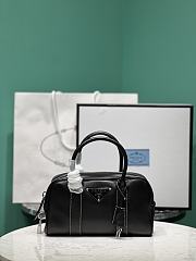 Prada Saffiano Leather Boston Bag Black with Contrast Stitching Black - 24x15x5cm - 4