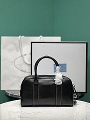 Prada Saffiano Leather Boston Bag Black with Contrast Stitching Black - 24x15x5cm - 2