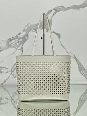 Prada Logo Perforated Leather Tote Bag White 1BG503 - 32x29x13cm - 6