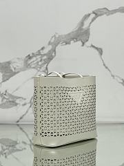 Prada Logo Perforated Leather Tote Bag White 1BG503 - 32x29x13cm - 4